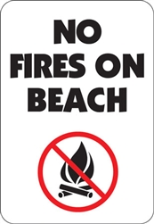 12"w x 18"h Aluminum Sign "No Fires On Beach" with Symbol