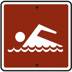 12"w x 12"h .080 Reflective Aluminum Swimmer Symbol Sign