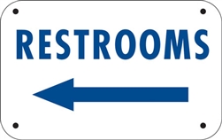 12"w x 6"h "Restrooms" with Left Arrow Aluminum Sign