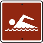 12"w x 12"h .080 Reflective Aluminum Swimmer Symbol Sign