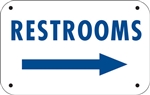 12"w x 6"h "Restrooms" with Right Arrow Aluminum Sign